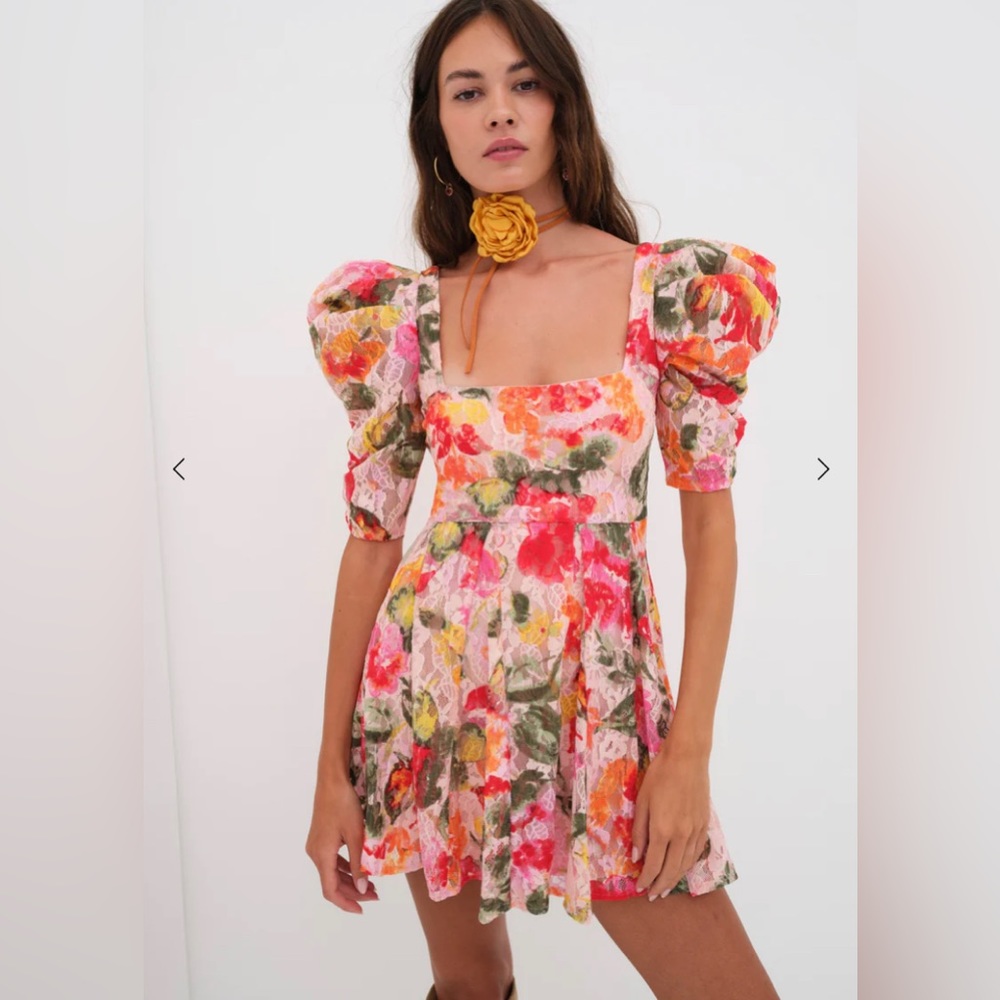 For Love and Lemons Dascha Puff Sleeve Mini Dress 🌸🍋